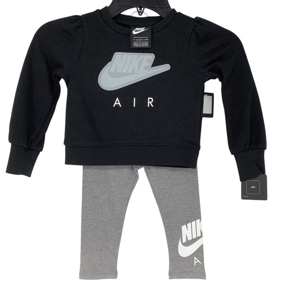Nike Sportswear Girl's 2T Black Gray Air Sweatshirt & Pant 2-Piece Set G19-14